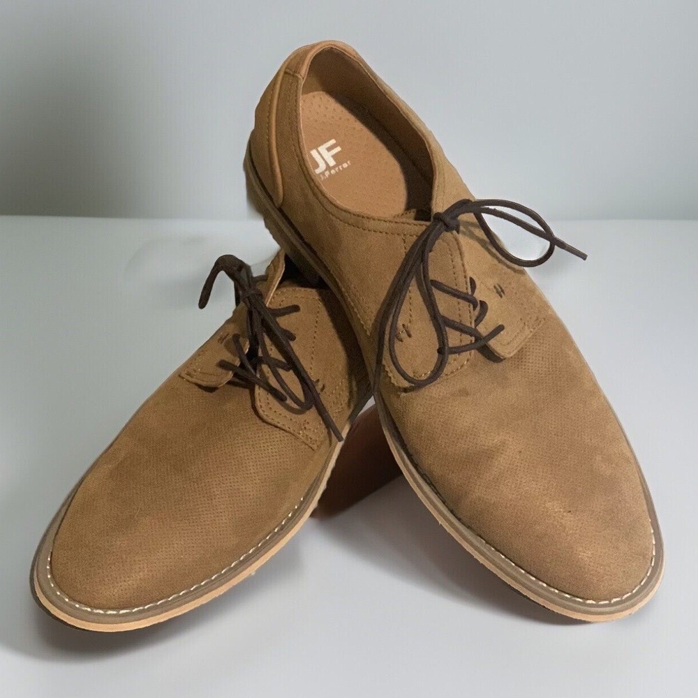 J.Ferrar Napoleon Oxford Mens 10M Tan Perforated Lace Up Dress Shoes 014-8038‎